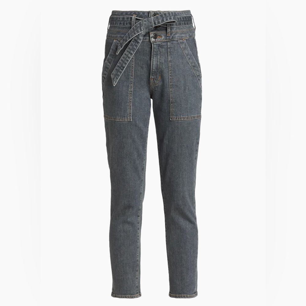 Veronica Beard Logan Slim Straight Tie Waist jeans